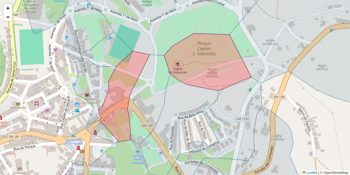 Mapa detalhado do código postal 7540-163 com limites, códigos postais vizinhos e agências dos correios