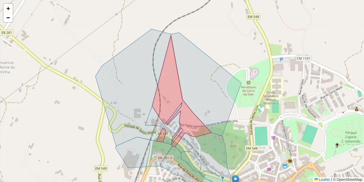 Mapa detalhado do código postal 7540-166 com limites, códigos postais vizinhos e agências dos correios