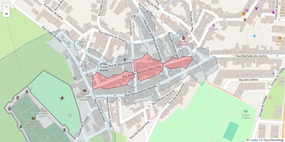 Mapa detalhado do código postal 7540-180 com limites, códigos postais vizinhos e agências dos correios