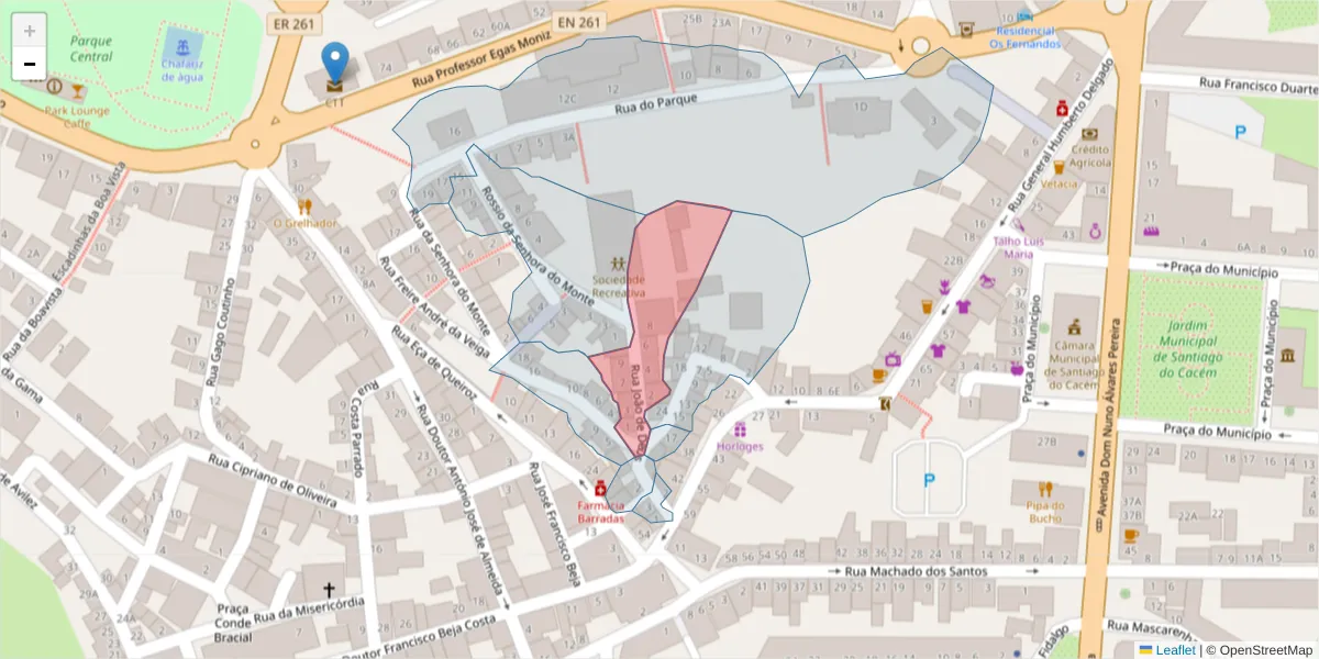 Mapa detalhado do código postal 7540-193 com limites, códigos postais vizinhos e agências dos correios