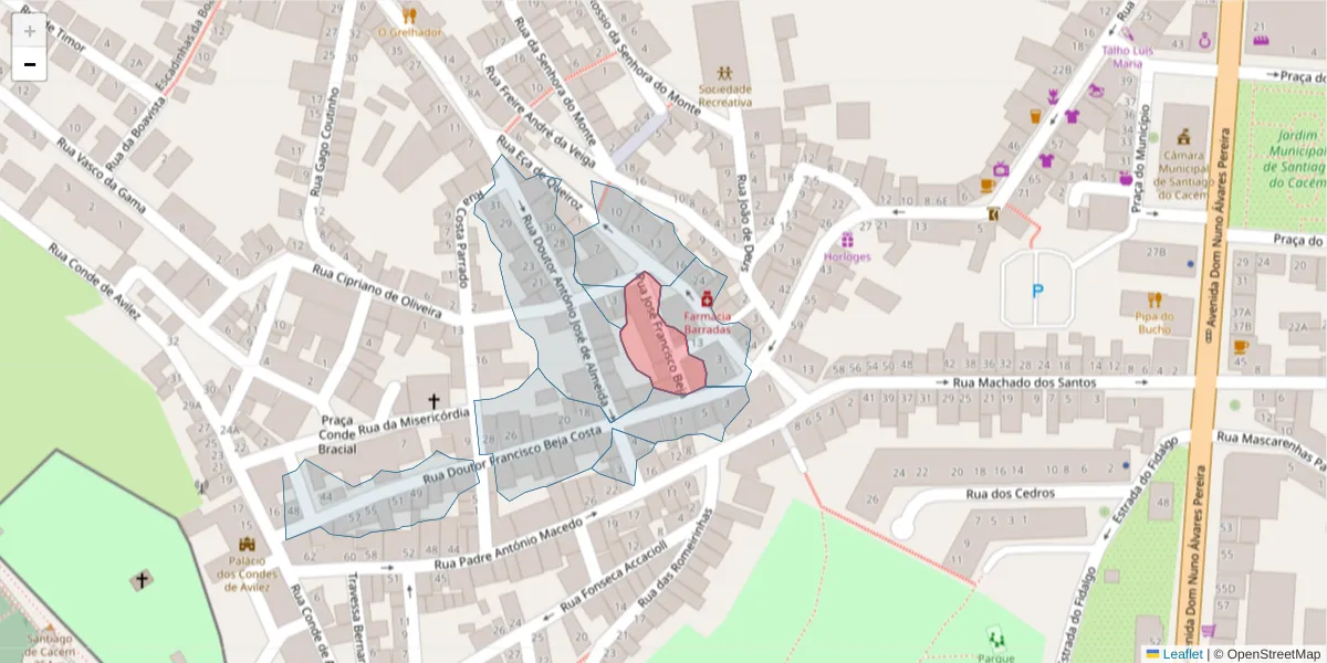 Mapa detalhado do código postal 7540-194 com limites, códigos postais vizinhos e agências dos correios