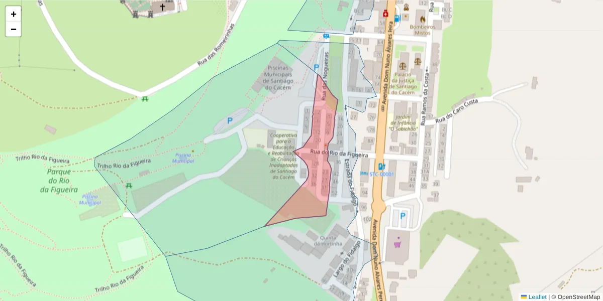 Mapa detalhado do código postal 7540-195 com limites, códigos postais vizinhos e agências dos correios