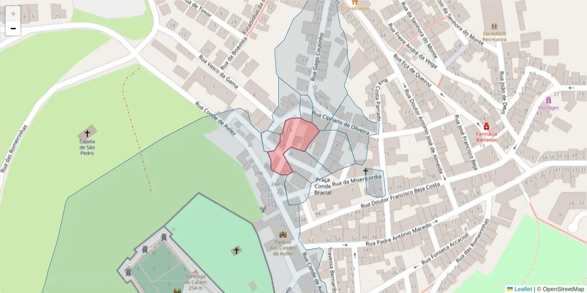 Mapa detalhado do código postal 7540-196 com limites, códigos postais vizinhos e agências dos correios