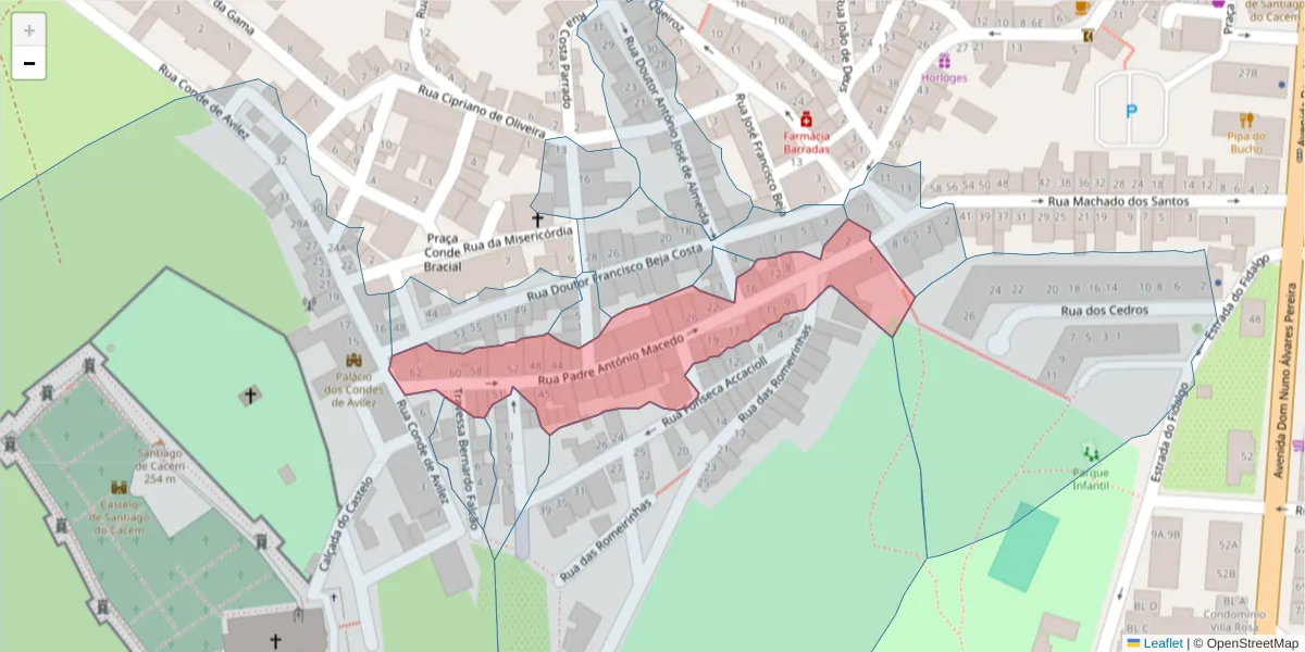 Mapa detalhado do código postal 7540-200 com limites, códigos postais vizinhos e agências dos correios