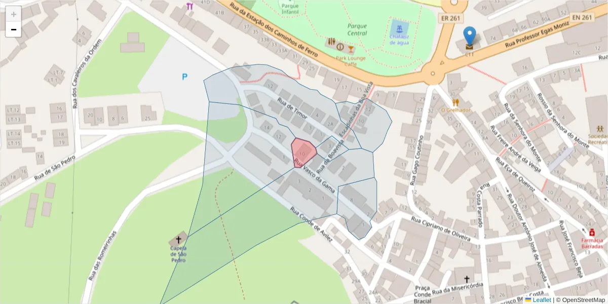 Mapa detalhado do código postal 7540-207;7540-132 com limites, códigos postais vizinhos e agências dos correios