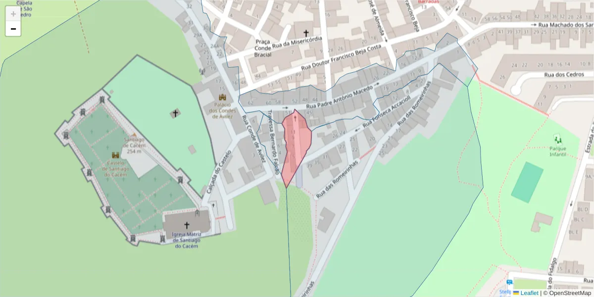 Mapa detalhado do código postal 7540-211 com limites, códigos postais vizinhos e agências dos correios