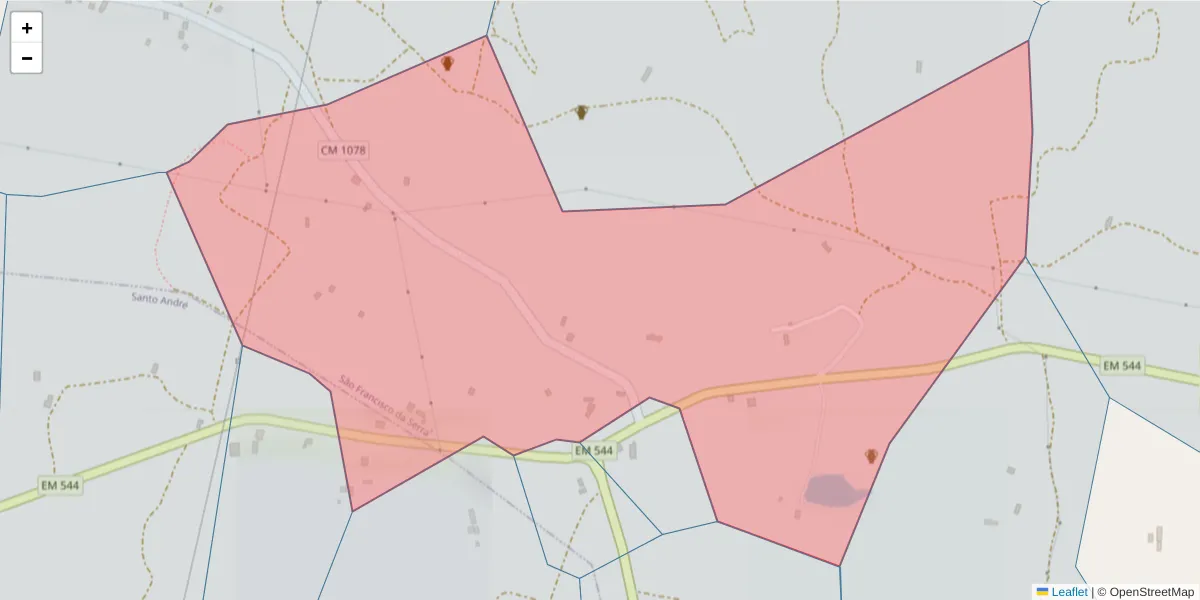 Mapa detalhado do código postal 7540-511 com limites, códigos postais vizinhos e agências dos correios