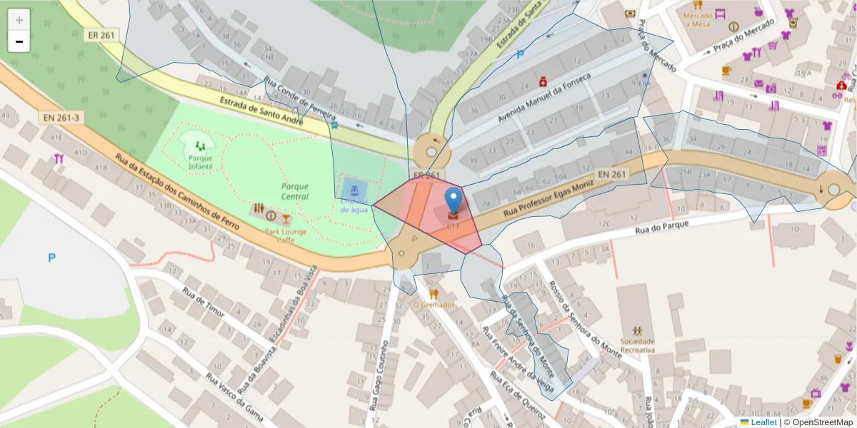 Mapa detalhado do código postal 7540-999 com limites, códigos postais vizinhos e agências dos correios