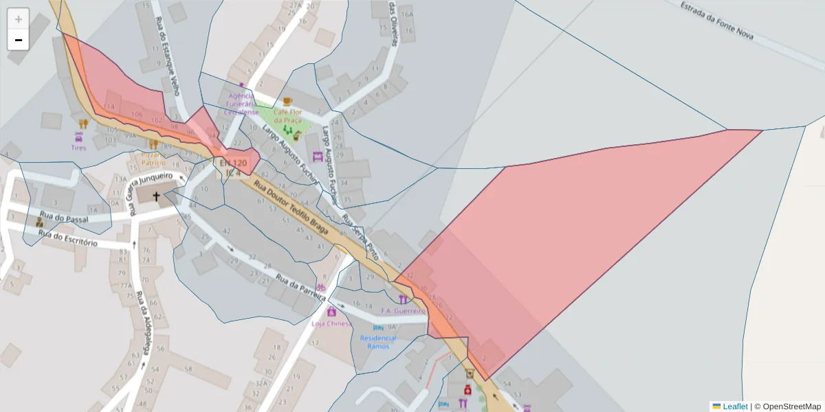 Mapa detalhado do código postal 7555-137 com limites, códigos postais vizinhos e agências dos correios