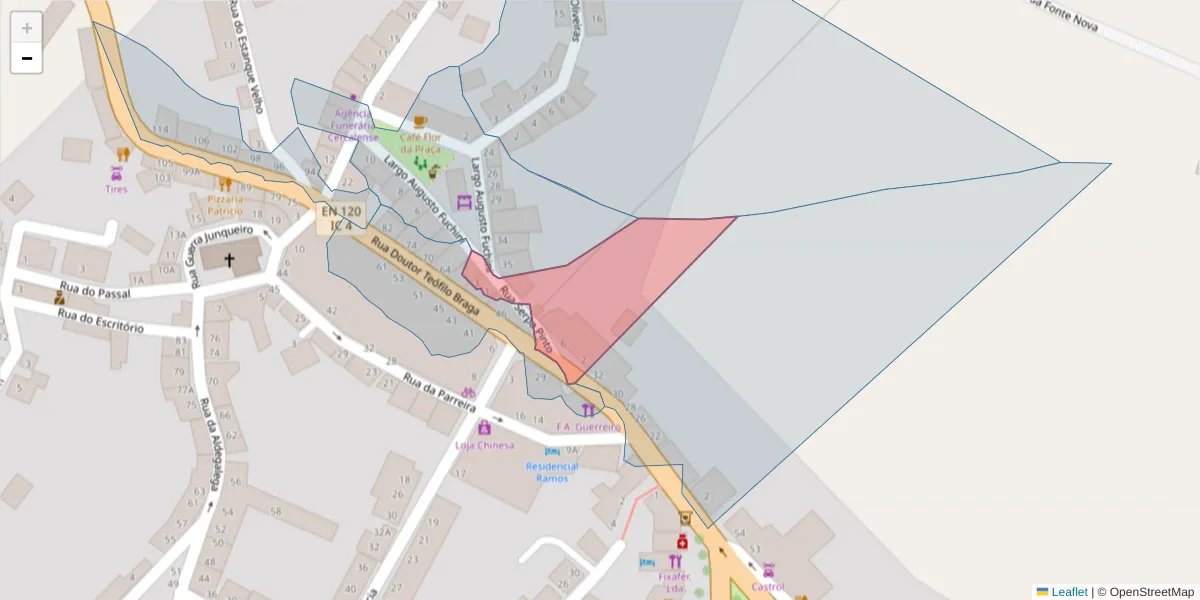 Mapa detalhado do código postal 7555-146 com limites, códigos postais vizinhos e agências dos correios