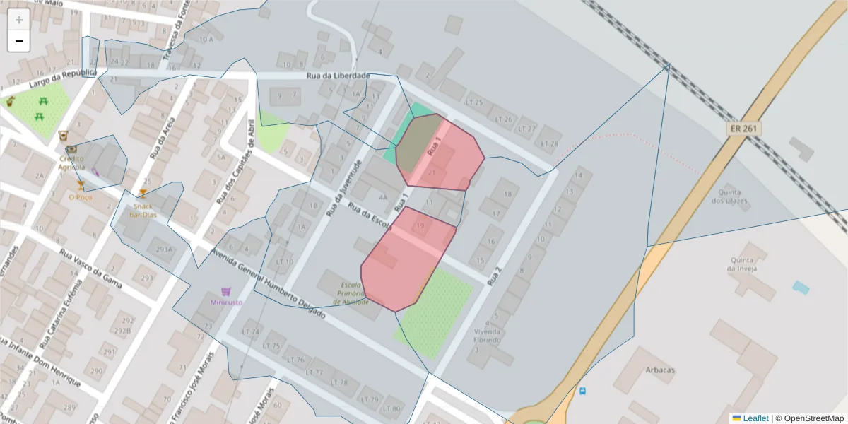 Mapa detalhado do código postal 7565-022 com limites, códigos postais vizinhos e agências dos correios
