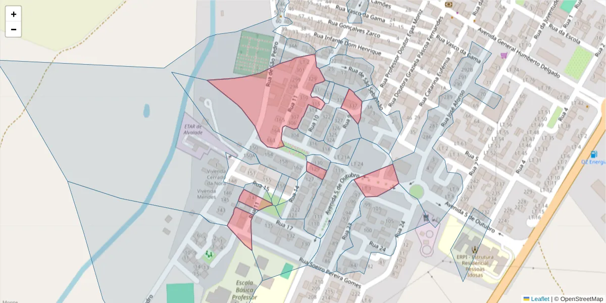 Mapa detalhado do código postal 7565-024 com limites, códigos postais vizinhos e agências dos correios