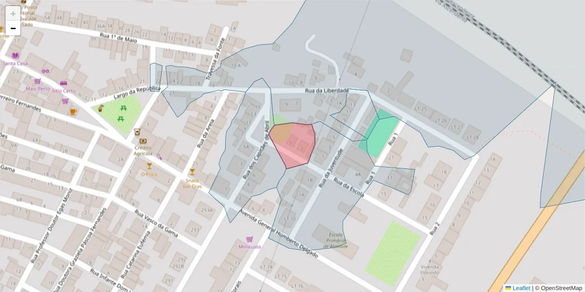 Mapa detalhado do código postal 7565-047 com limites, códigos postais vizinhos e agências dos correios