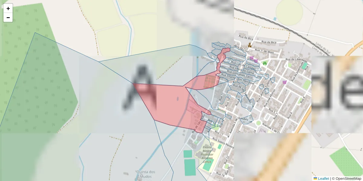 Mapa detalhado do código postal 7565-053 com limites, códigos postais vizinhos e agências dos correios