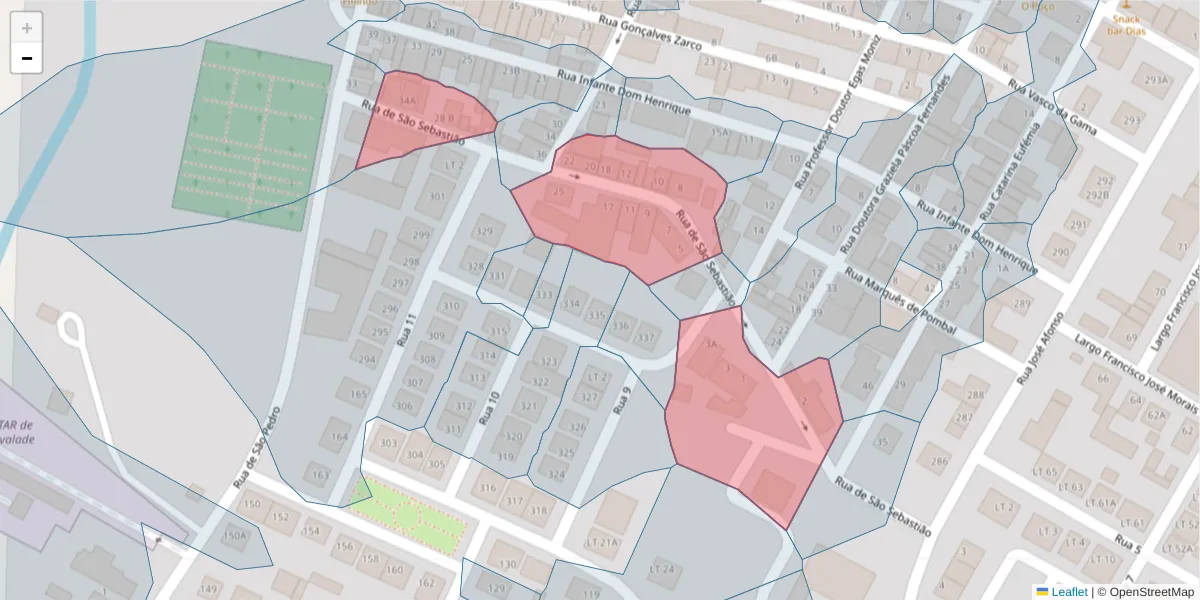 Mapa detalhado do código postal 7565-054 com limites, códigos postais vizinhos e agências dos correios