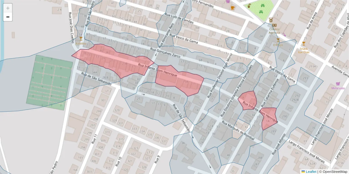 Mapa detalhado do código postal 7565-061 com limites, códigos postais vizinhos e agências dos correios