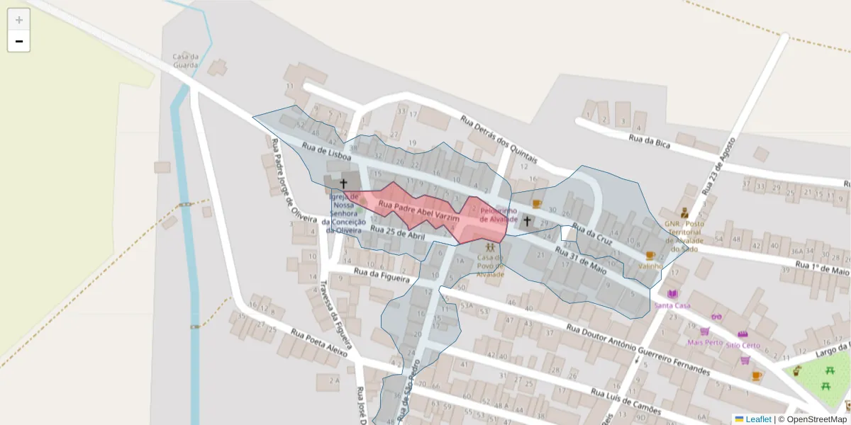 Mapa detalhado do código postal 7565-066 com limites, códigos postais vizinhos e agências dos correios