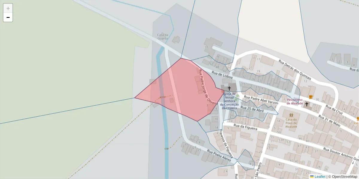 Mapa detalhado do código postal 7565-067 com limites, códigos postais vizinhos e agências dos correios
