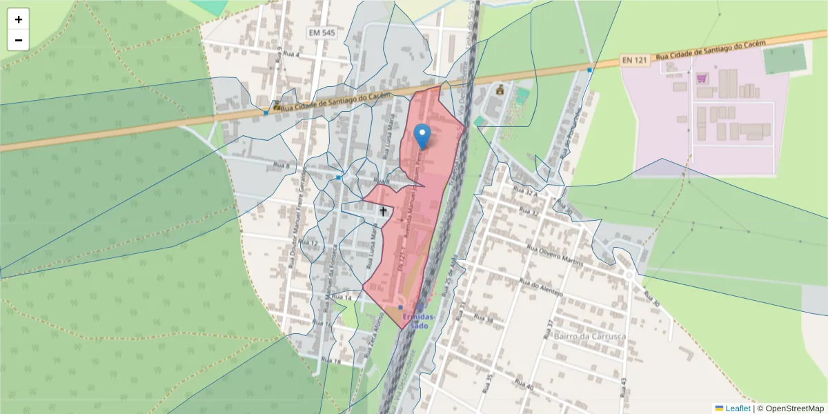 Mapa detalhado do código postal 7565-201 com limites, códigos postais vizinhos e agências dos correios