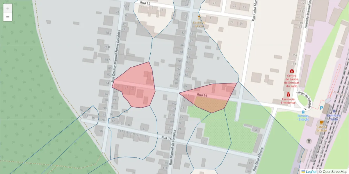 Mapa detalhado do código postal 7565-207 com limites, códigos postais vizinhos e agências dos correios