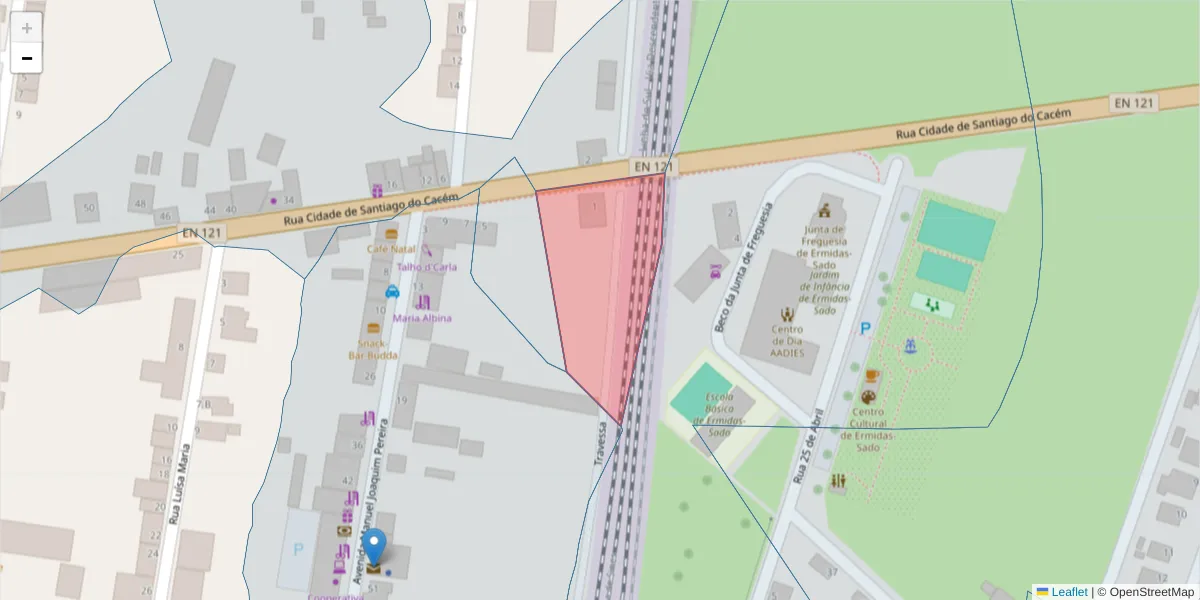 Mapa detalhado do código postal 7565-233 com limites, códigos postais vizinhos e agências dos correios