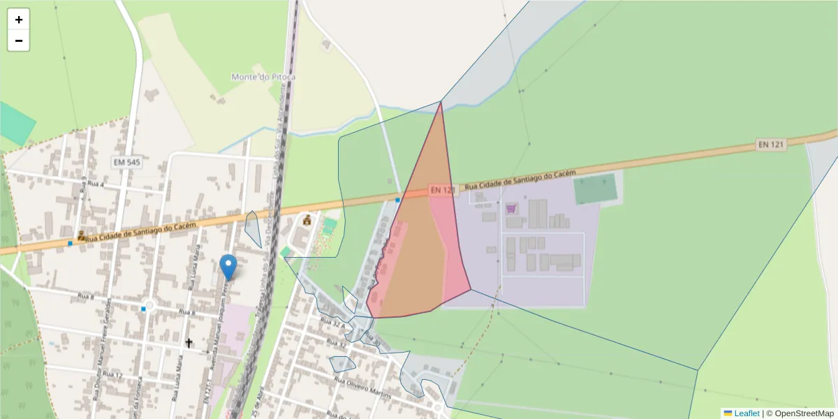 Mapa detalhado do código postal 7565-254 com limites, códigos postais vizinhos e agências dos correios
