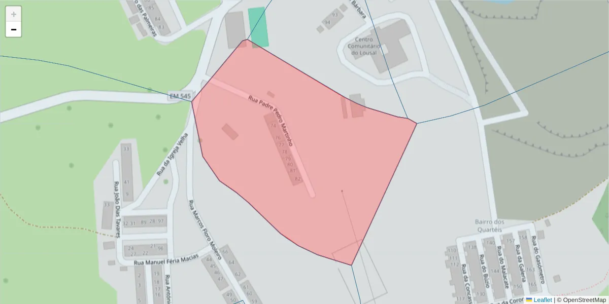Mapa detalhado do código postal 7570-016 com limites, códigos postais vizinhos e agências dos correios