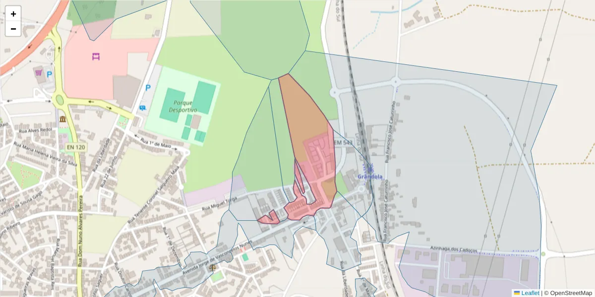 Mapa detalhado do código postal 7570-118 com limites, códigos postais vizinhos e agências dos correios