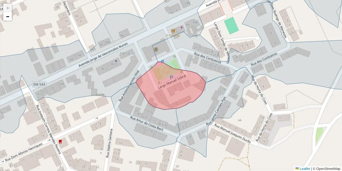 Mapa detalhado do código postal 7570-132 com limites, códigos postais vizinhos e agências dos correios