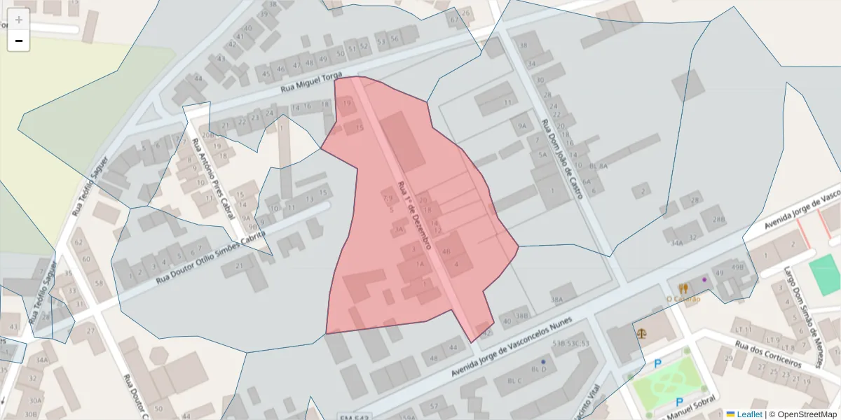 Mapa detalhado do código postal 7570-143 com limites, códigos postais vizinhos e agências dos correios