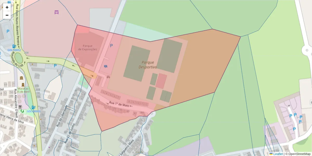 Mapa detalhado do código postal 7570-145 com limites, códigos postais vizinhos e agências dos correios