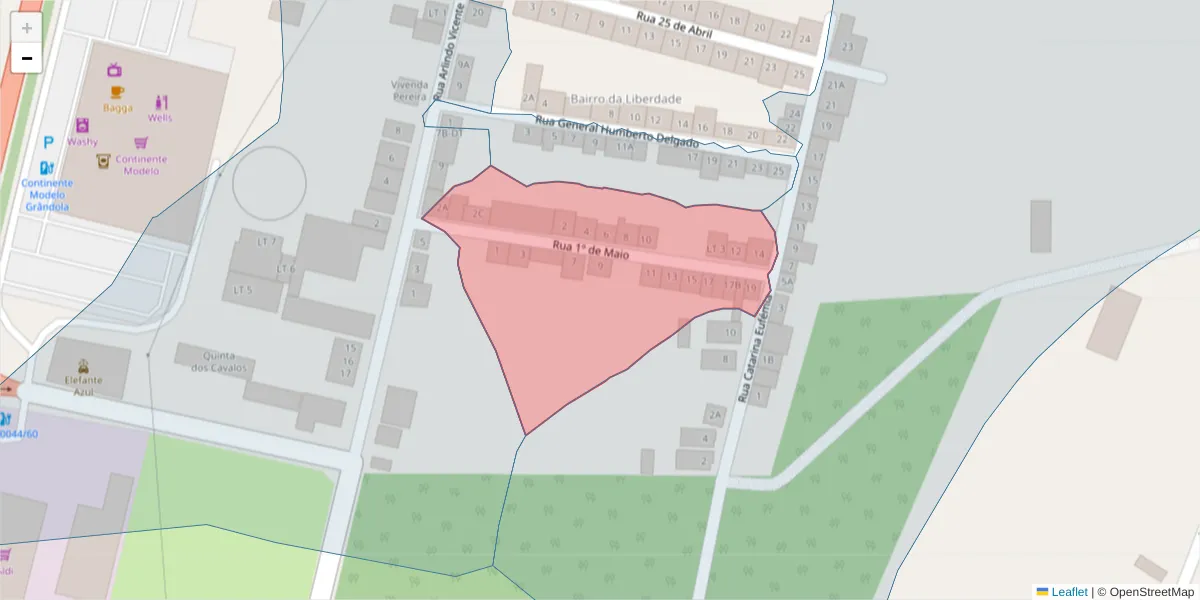 Mapa detalhado do código postal 7570-149 com limites, códigos postais vizinhos e agências dos correios