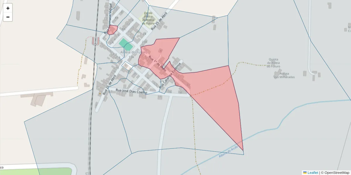 Mapa detalhado do código postal 7570-152 com limites, códigos postais vizinhos e agências dos correios