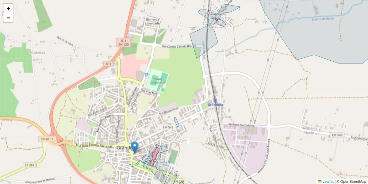 Mapa detalhado do código postal 7570-158 com limites, códigos postais vizinhos e agências dos correios