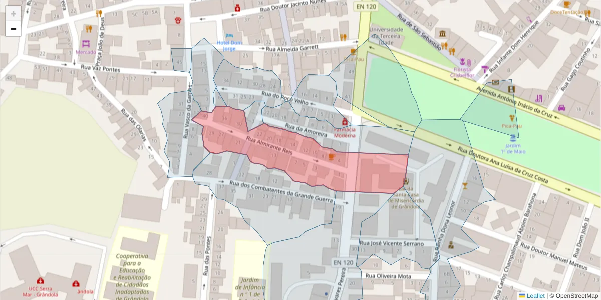 Mapa detalhado do código postal 7570-179 com limites, códigos postais vizinhos e agências dos correios