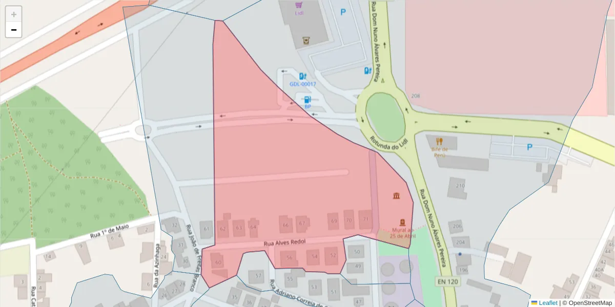 Mapa detalhado do código postal 7570-181 com limites, códigos postais vizinhos e agências dos correios