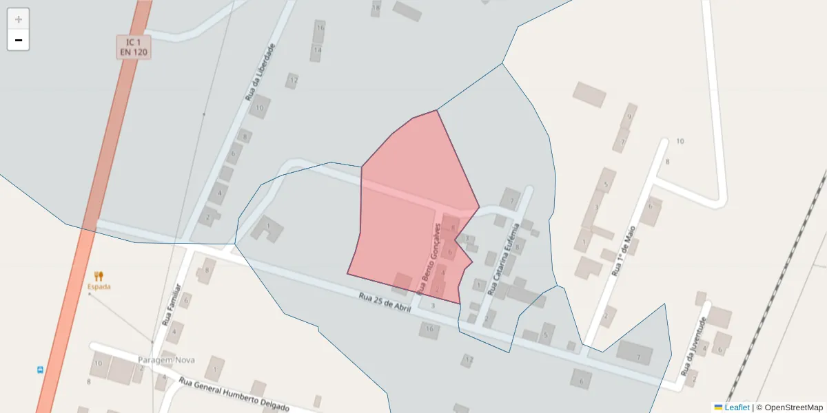 Mapa detalhado do código postal 7570-194 com limites, códigos postais vizinhos e agências dos correios