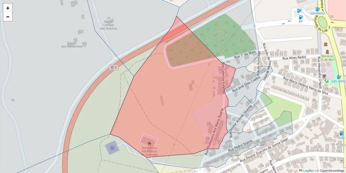 Mapa detalhado do código postal 7570-196 com limites, códigos postais vizinhos e agências dos correios