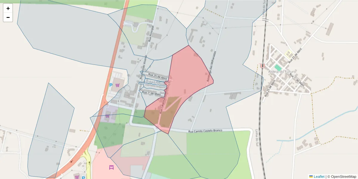 Mapa detalhado do código postal 7570-198 com limites, códigos postais vizinhos e agências dos correios