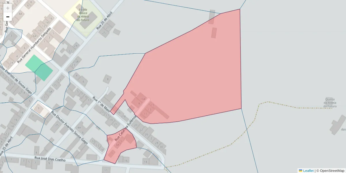Mapa detalhado do código postal 7570-199 com limites, códigos postais vizinhos e agências dos correios