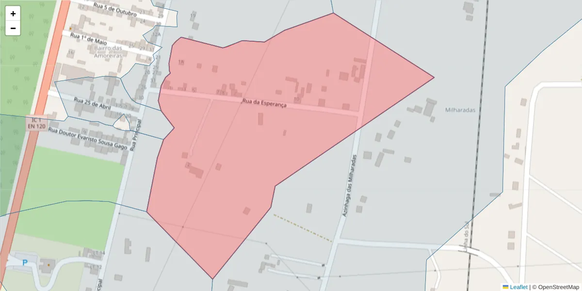 Mapa detalhado do código postal 7570-207 com limites, códigos postais vizinhos e agências dos correios