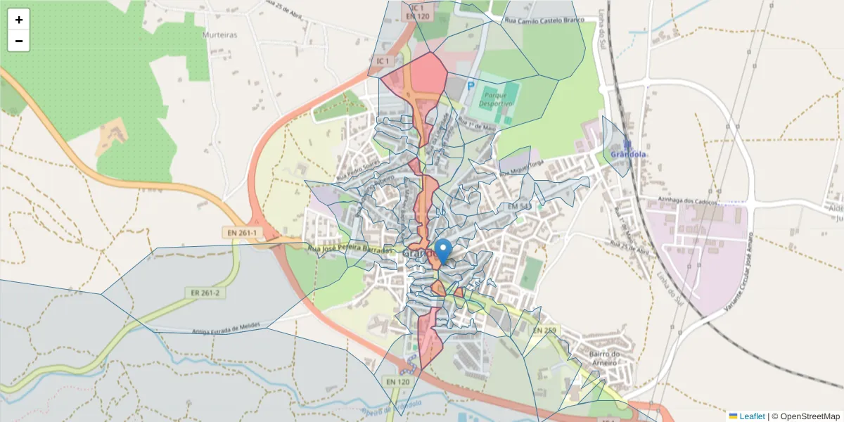 Mapa detalhado do código postal 7570-239 com limites, códigos postais vizinhos e agências dos correios