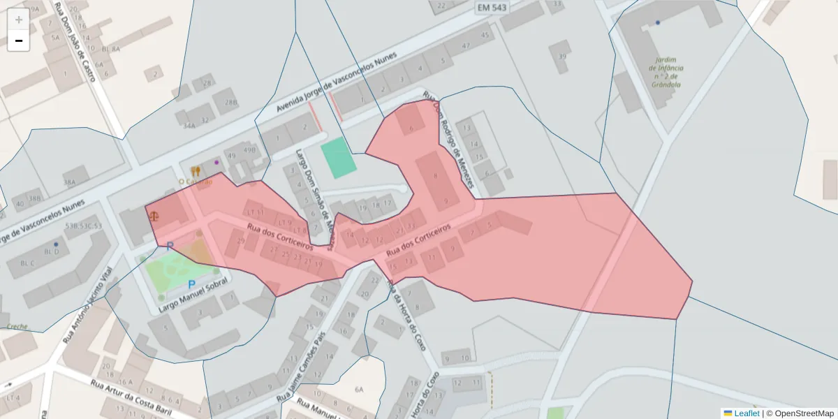 Mapa detalhado do código postal 7570-242 com limites, códigos postais vizinhos e agências dos correios