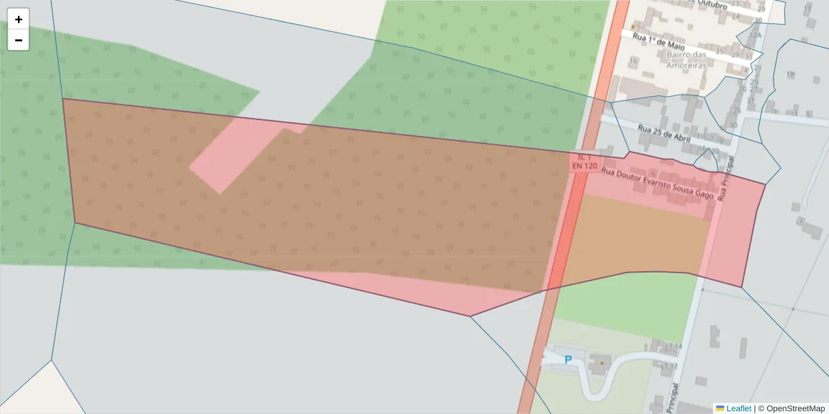 Mapa detalhado do código postal 7570-250 com limites, códigos postais vizinhos e agências dos correios