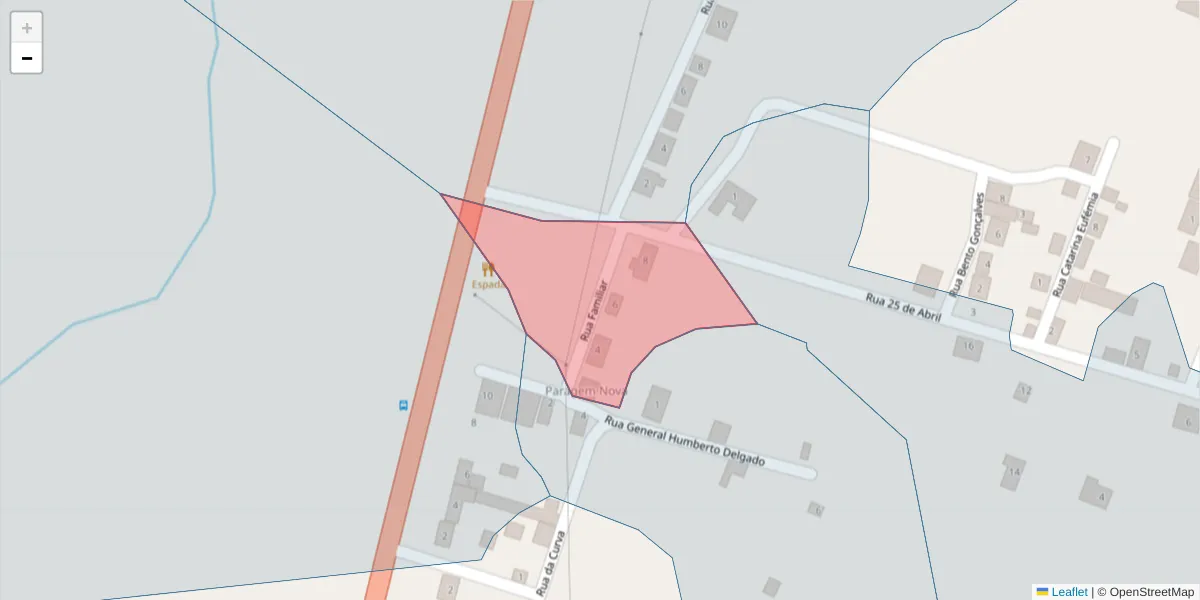 Mapa detalhado do código postal 7570-258 com limites, códigos postais vizinhos e agências dos correios