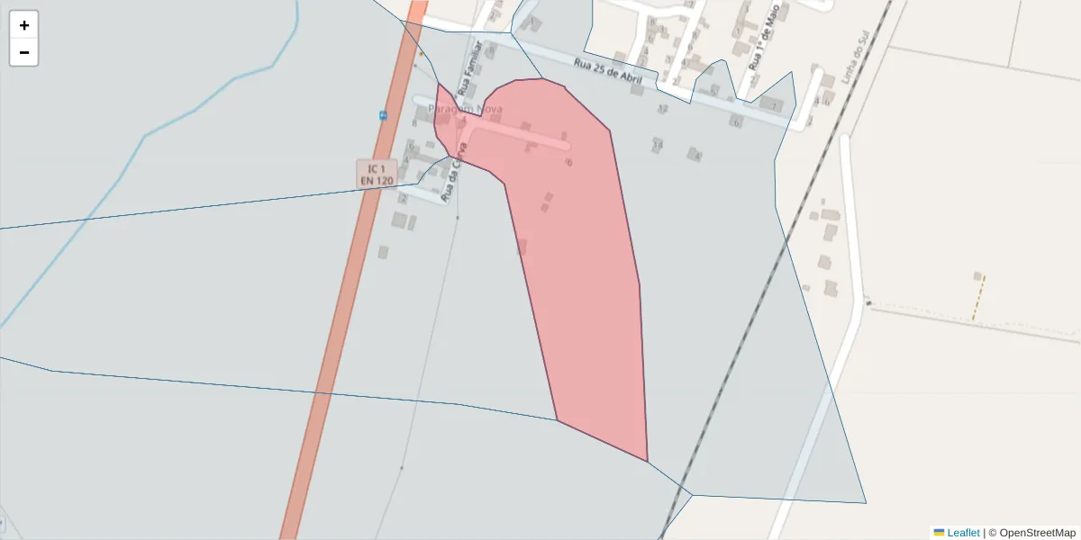 Mapa detalhado do código postal 7570-264 com limites, códigos postais vizinhos e agências dos correios