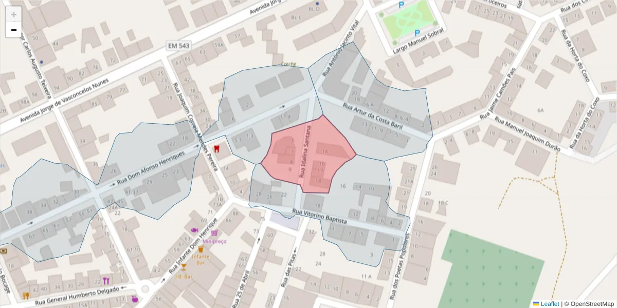 Mapa detalhado do código postal 7570-269 com limites, códigos postais vizinhos e agências dos correios