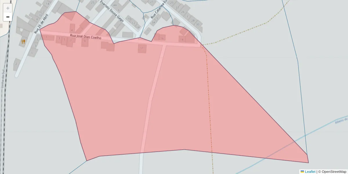 Mapa detalhado do código postal 7570-279 com limites, códigos postais vizinhos e agências dos correios