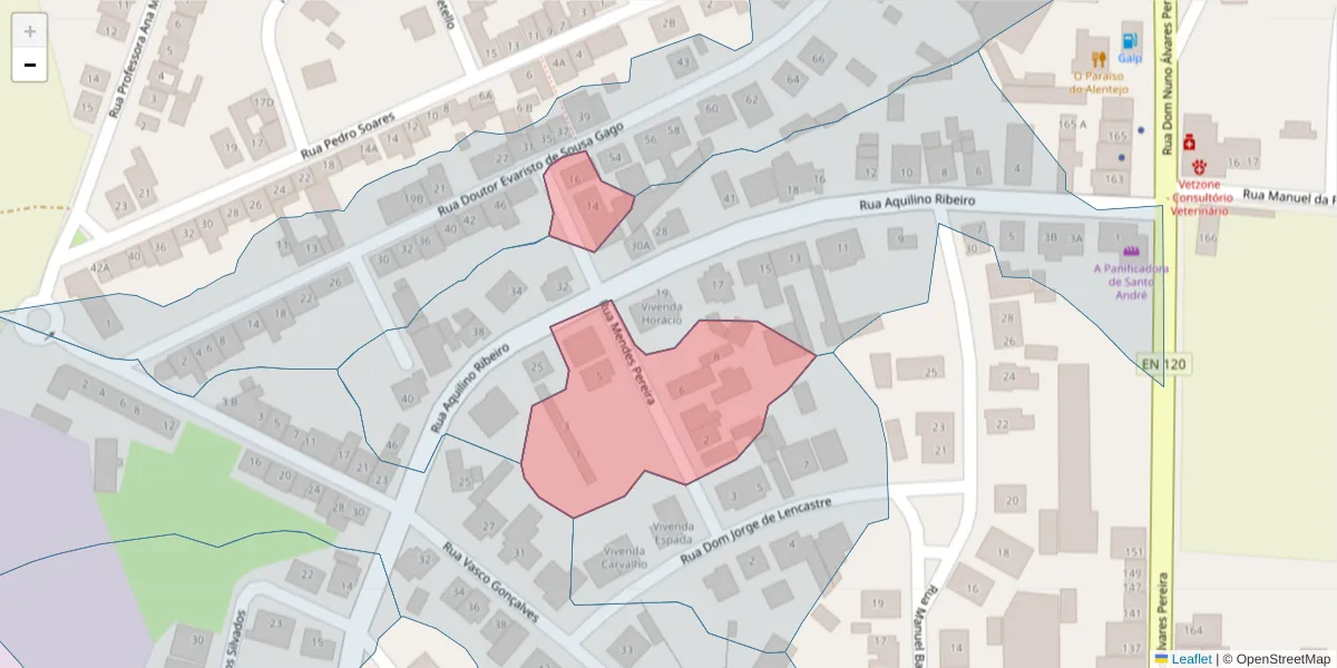 Mapa detalhado do código postal 7570-291 com limites, códigos postais vizinhos e agências dos correios