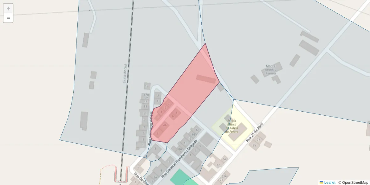 Mapa detalhado do código postal 7570-309 com limites, códigos postais vizinhos e agências dos correios